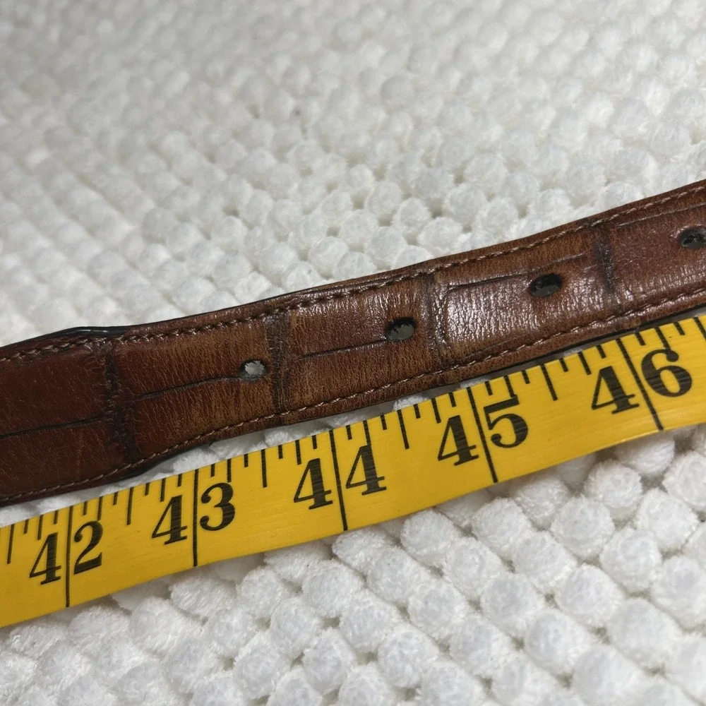 Jos A Bank Fine Italian Leather Belt 44 Croc Embossed Dress Golf Silver Tone